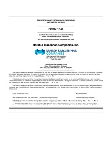 Thumbnail Marsh & McLennan Companies 10-Q Quarterly Report FY2015 