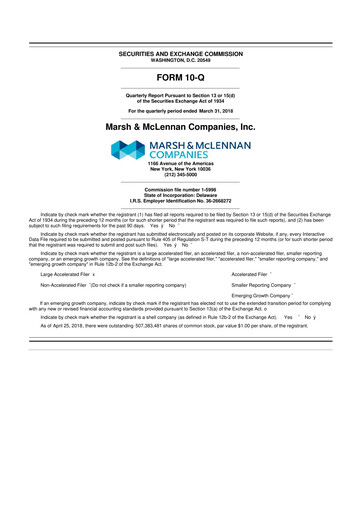 Thumbnail Marsh & McLennan Companies 10-Q Quarterly Report FY2018 