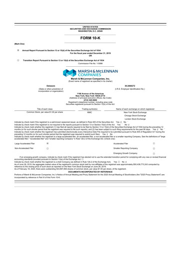 Thumbnail Marsh & McLennan Companies 10-K Annual Report 2019