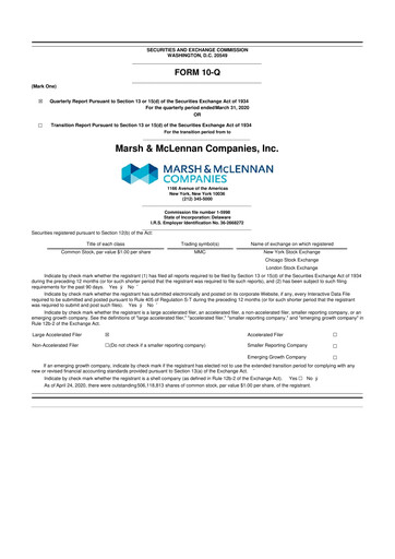 Thumbnail Marsh & McLennan Companies 10-Q Quarterly Report FY2020 