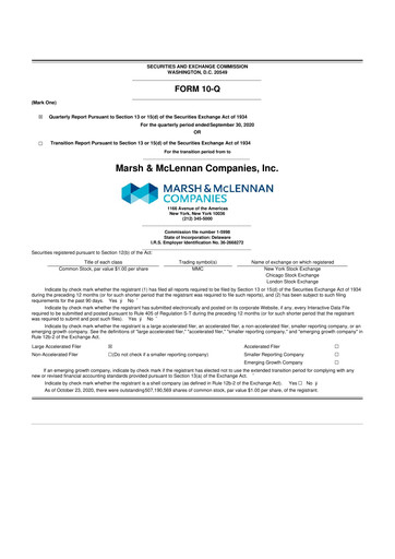 Thumbnail Marsh & McLennan Companies 10-Q Quarterly Report FY2020 