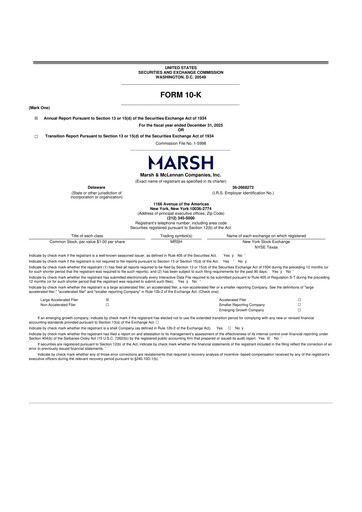 Miniature Marsh & McLennan Companies 10-K Rapport annuel 2025