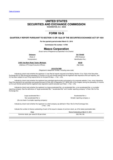 Thumbnail Masco 10-Q Quarterly Report FY2016 