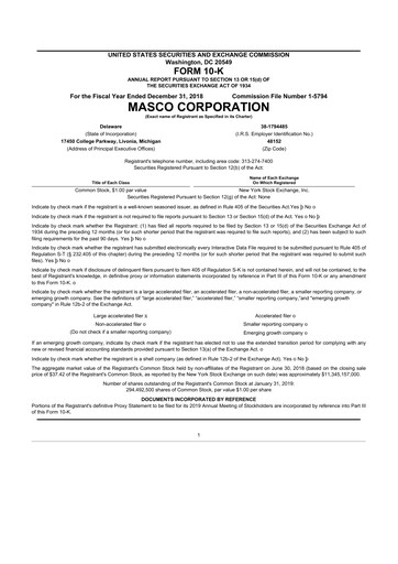 Thumbnail Masco 10-K Annual Report 2018