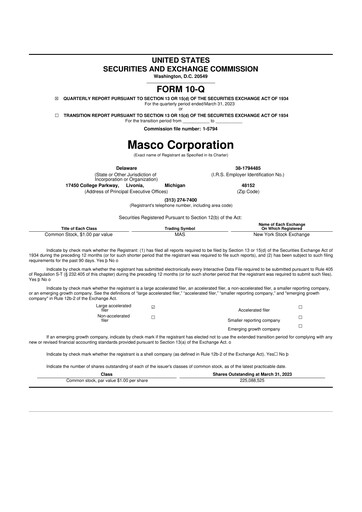 Thumbnail Masco 10-Q Quarterly Report FY2023 