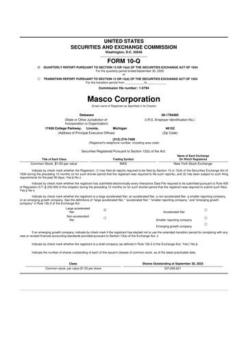 Thumbnail Masco 10-Q Quarterly Report FY2025 