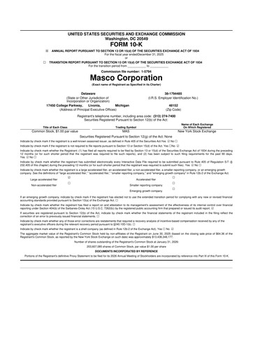 Thumbnail Masco 10-K Annual Report 2025