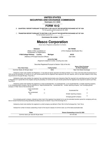 Thumbnail Masco 10-Q Quarterly Report FY2026 