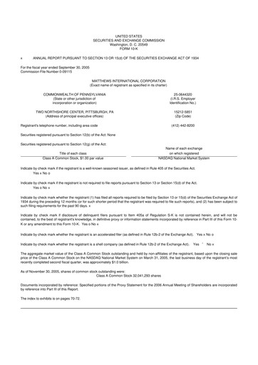 Thumbnail Matthews International Corporation
 10-K Annual Report 