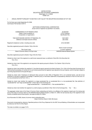 Thumbnail Matthews International Corporation
 10-K Annual Report 