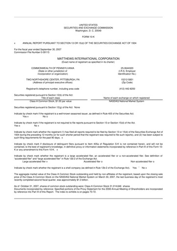 Thumbnail Matthews International Corporation
 10-K Annual Report 