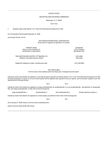 Thumbnail Matthews International Corporation
 10-Q Quarterly Report FY 