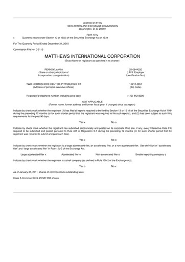 Thumbnail Matthews International Corporation
 10-Q Quarterly Report FY2011 