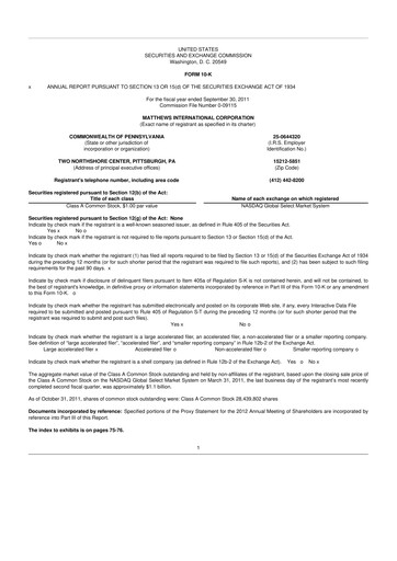 Thumbnail Matthews International Corporation
 10-K Annual Report 2011