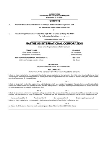 Thumbnail Matthews International Corporation
 10-Q Quarterly Report FY2016 