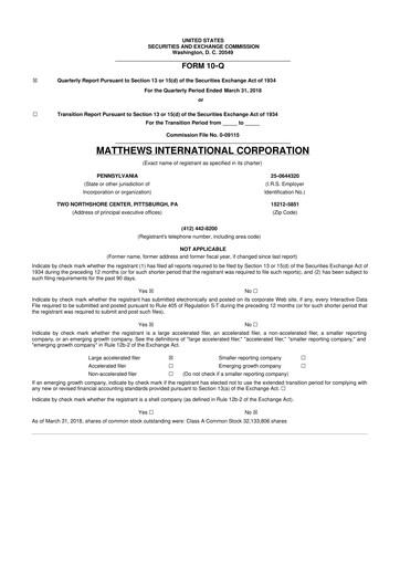 Thumbnail Matthews International Corporation
 10-Q Quarterly Report FY2018 