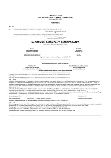 Thumbnail McCormick & Company
 10-K Annual Report 2015