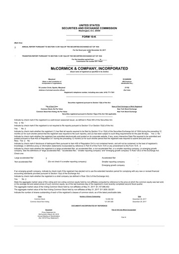 Thumbnail McCormick & Company
 10-K Annual Report 2017