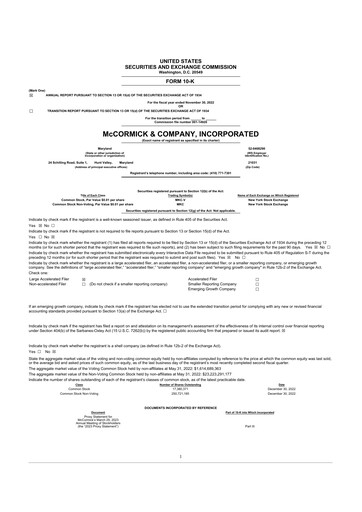 Thumbnail McCormick & Company
 10-K Annual Report 2022
