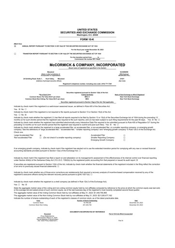Thumbnail McCormick & Company
 10-K Annual Report 2023
