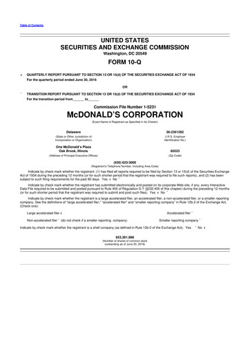 Thumbnail McDonald 10-Q Quarterly Report FY 