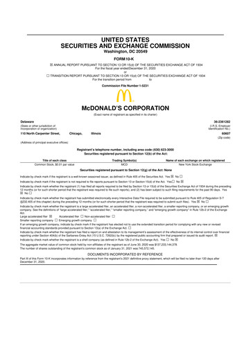 Thumbnail McDonald 10-K Annual Report 