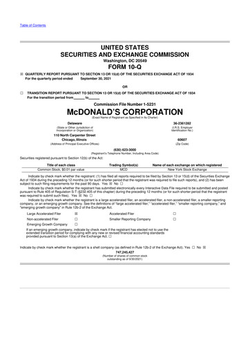 Thumbnail McDonald 10-Q Quarterly Report FY 