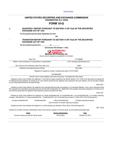 Thumbnail S&P Global 10-Q Quarterly Report FY2013 