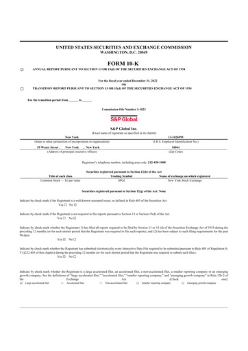 Thumbnail S&P Global 10-K Annual Report 2022