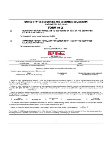 Thumbnail S&P Global 10-Q Quarterly Report FY2023 