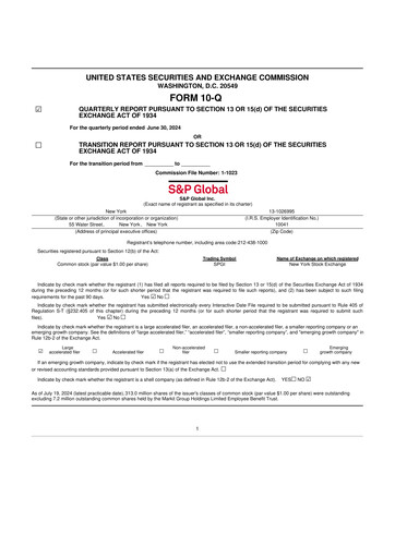 Thumbnail S&P Global 10-Q Quarterly Report FY2024 