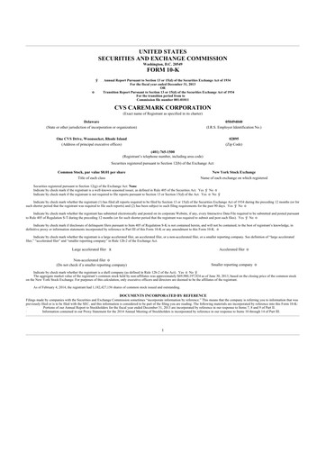 Thumbnail CVS Health 10-K Annual Report 2013