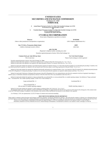 Thumbnail CVS Health 10-K Annual Report 2014
