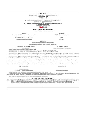 Thumbnail CVS Health 10-K Annual Report 2015