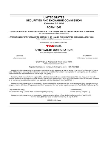 Thumbnail CVS Health 10-Q Quarterly Report FY2016 