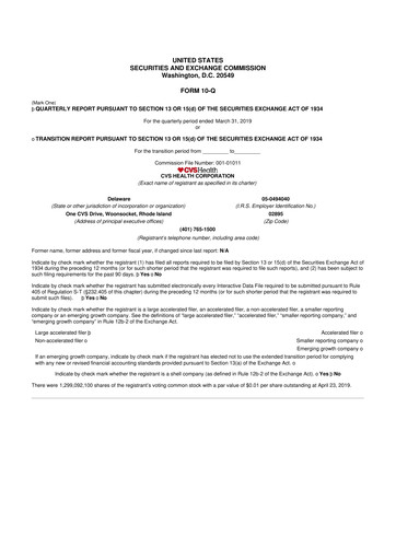 Thumbnail CVS Health 10-Q Quarterly Report FY2019 