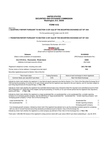 Thumbnail CVS Health 10-Q Quarterly Report FY2019 