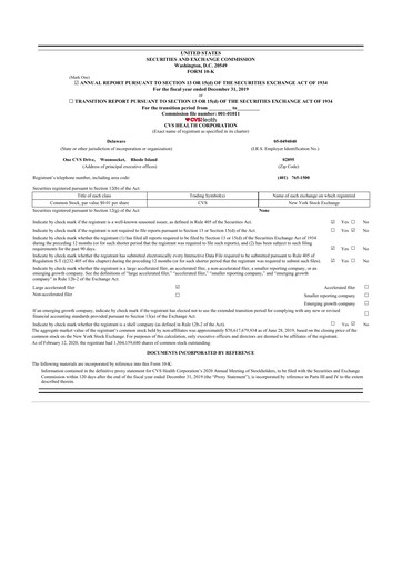 Thumbnail CVS Health 10-K Annual Report 2019