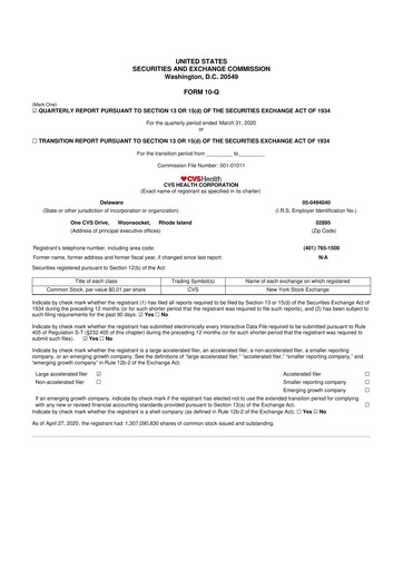 Thumbnail CVS Health 10-Q Quarterly Report FY2020 