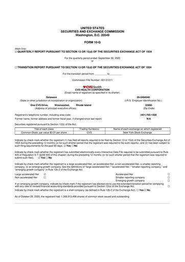 Thumbnail CVS Health 10-Q Quarterly Report FY2020 