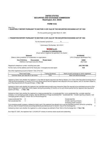 Thumbnail CVS Health 10-Q Quarterly Report FY2021 