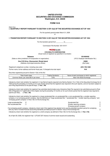 Thumbnail CVS Health 10-Q Quarterly Report FY 