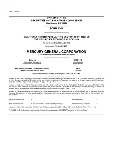 Thumbnail Mercury General
 10-Q Quarterly Report FY2013 