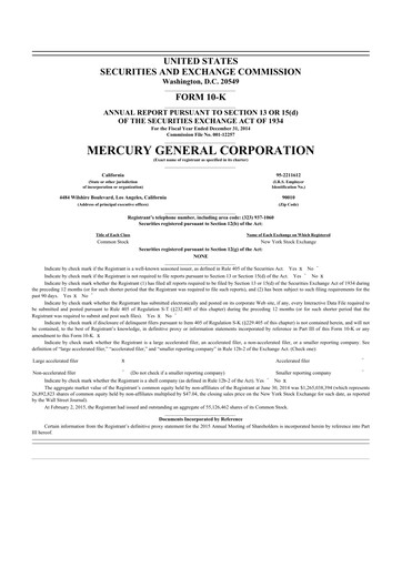 Miniature Mercury General
 10-K Rapport annuel 2014