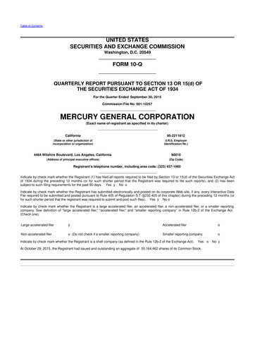 Thumbnail Mercury General
 10-Q Quarterly Report FY2015 