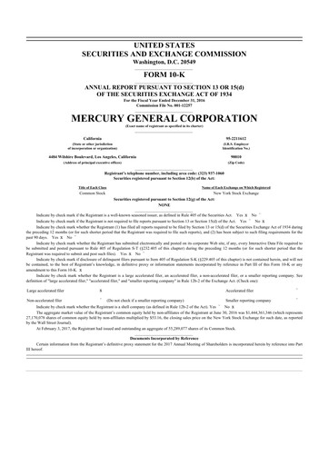 Miniature Mercury General
 10-K Rapport annuel 2016