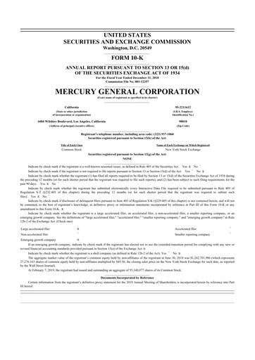 Miniature Mercury General
 10-K Rapport annuel 2018