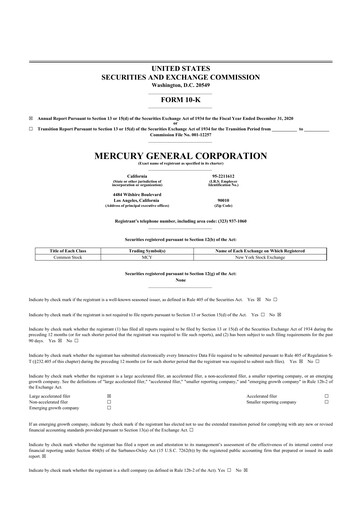 Miniature Mercury General
 10-K Rapport annuel 2020
