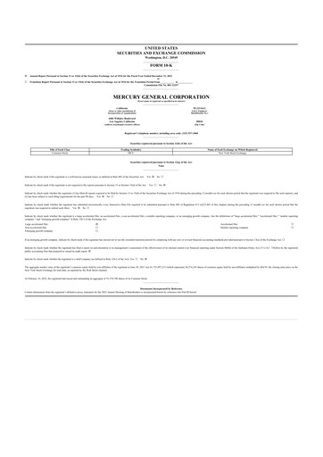 Miniature Mercury General
 10-K Rapport annuel 2021