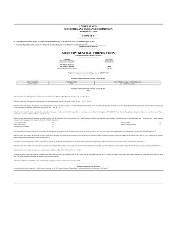 Miniature Mercury General
 10-K Rapport annuel 2022